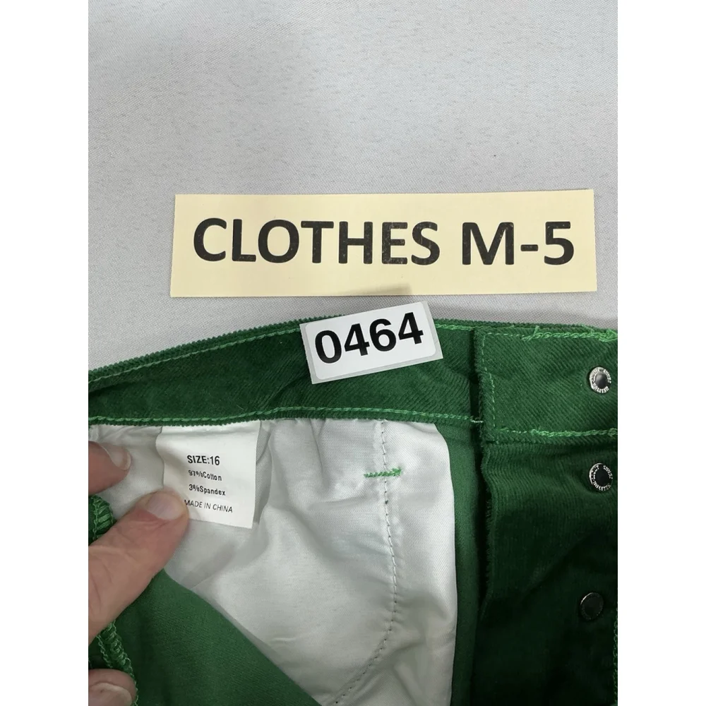 Womans NWT Potili Green Cordoury Flared Pants 16 Button Fly - Picture 4 of 6